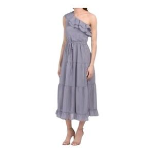 Heartloom Asymmetrical Ruffle Midi Dress NWT